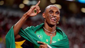 Alison dos Santos, Piu, vence os 300 m com barreiras em Xangai, China: 'Feliz porque estou veloz' (foto: Fernanda Paradizo/CBAt)